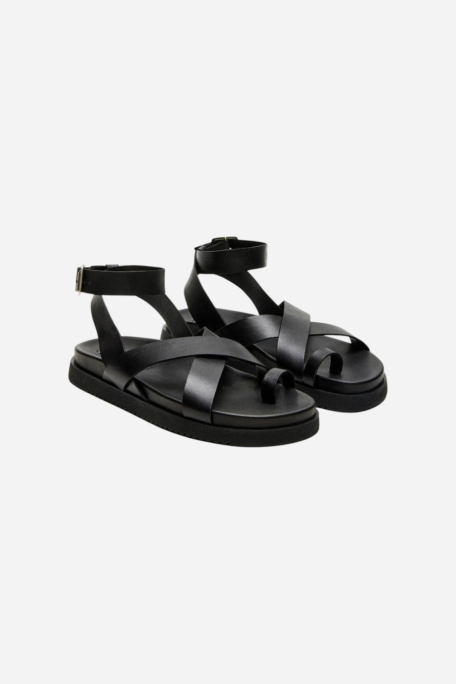 Steve Madden Mira Black Leather Sandal – back view