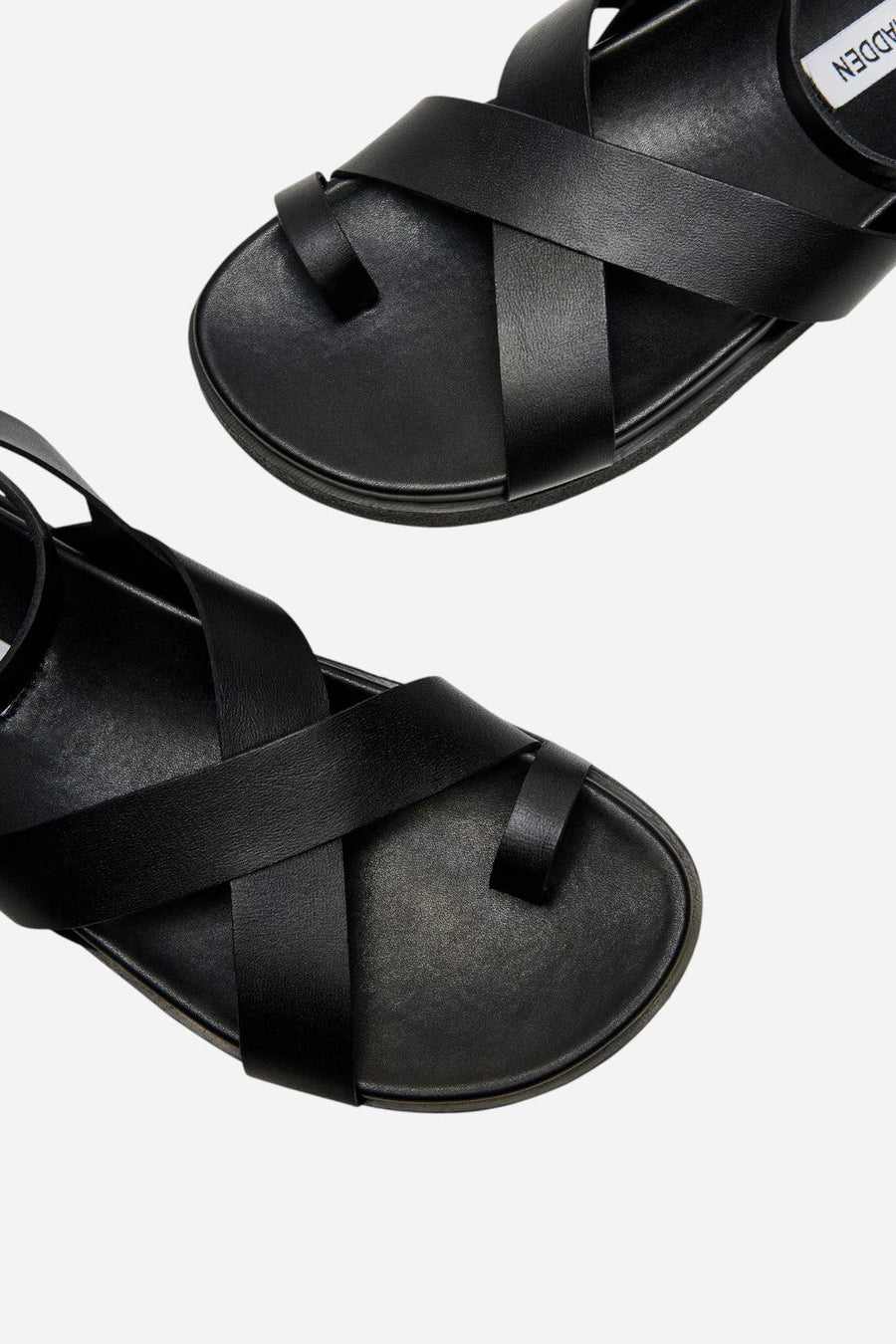 Steve Madden Mira Black Leather Sandal – side view