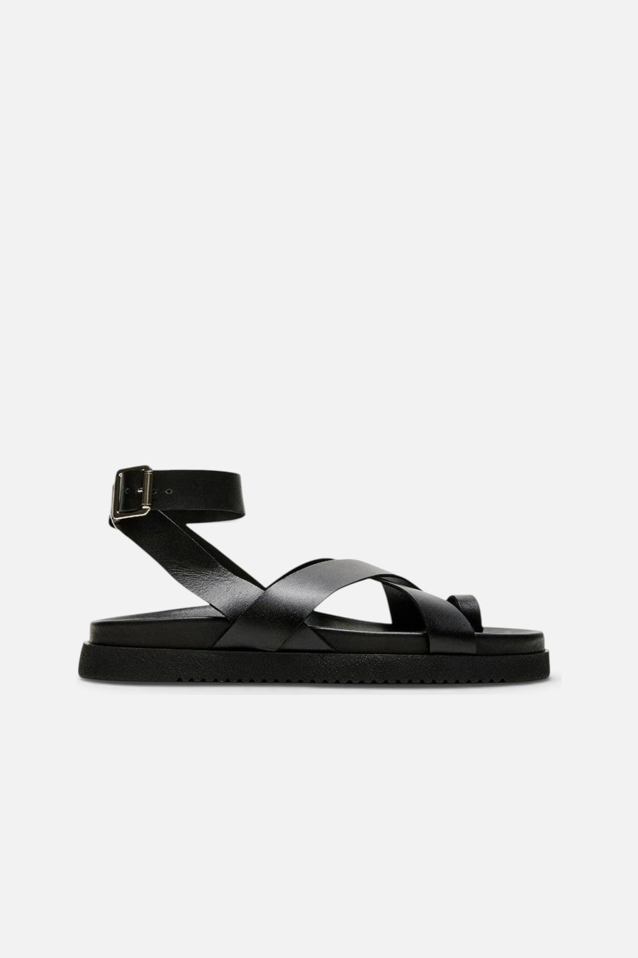 Steve Madden Mira Black Leather Sandal – side view