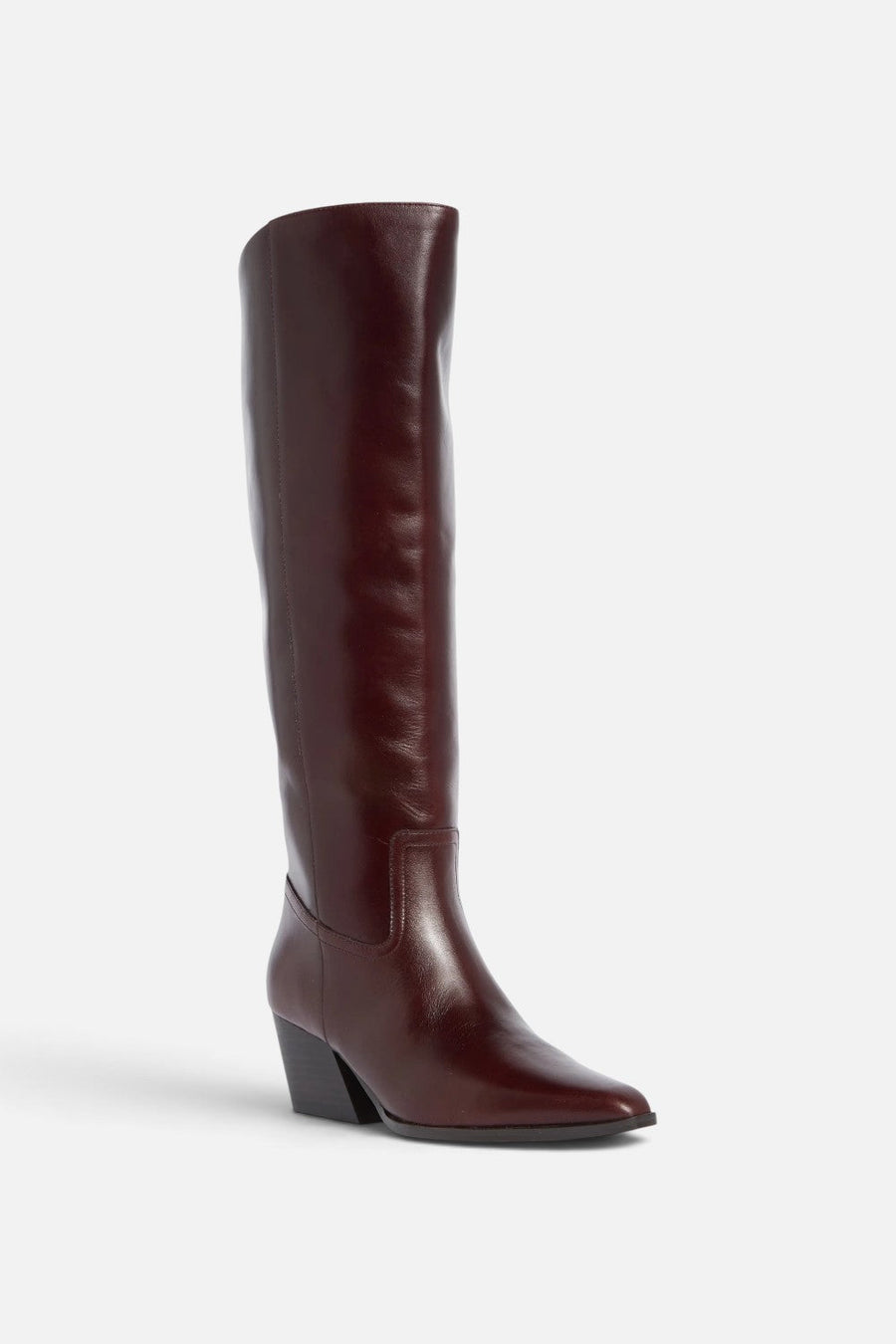 Steve Madden Rodessa Leather Knee-High Boot in Burgundy – front view