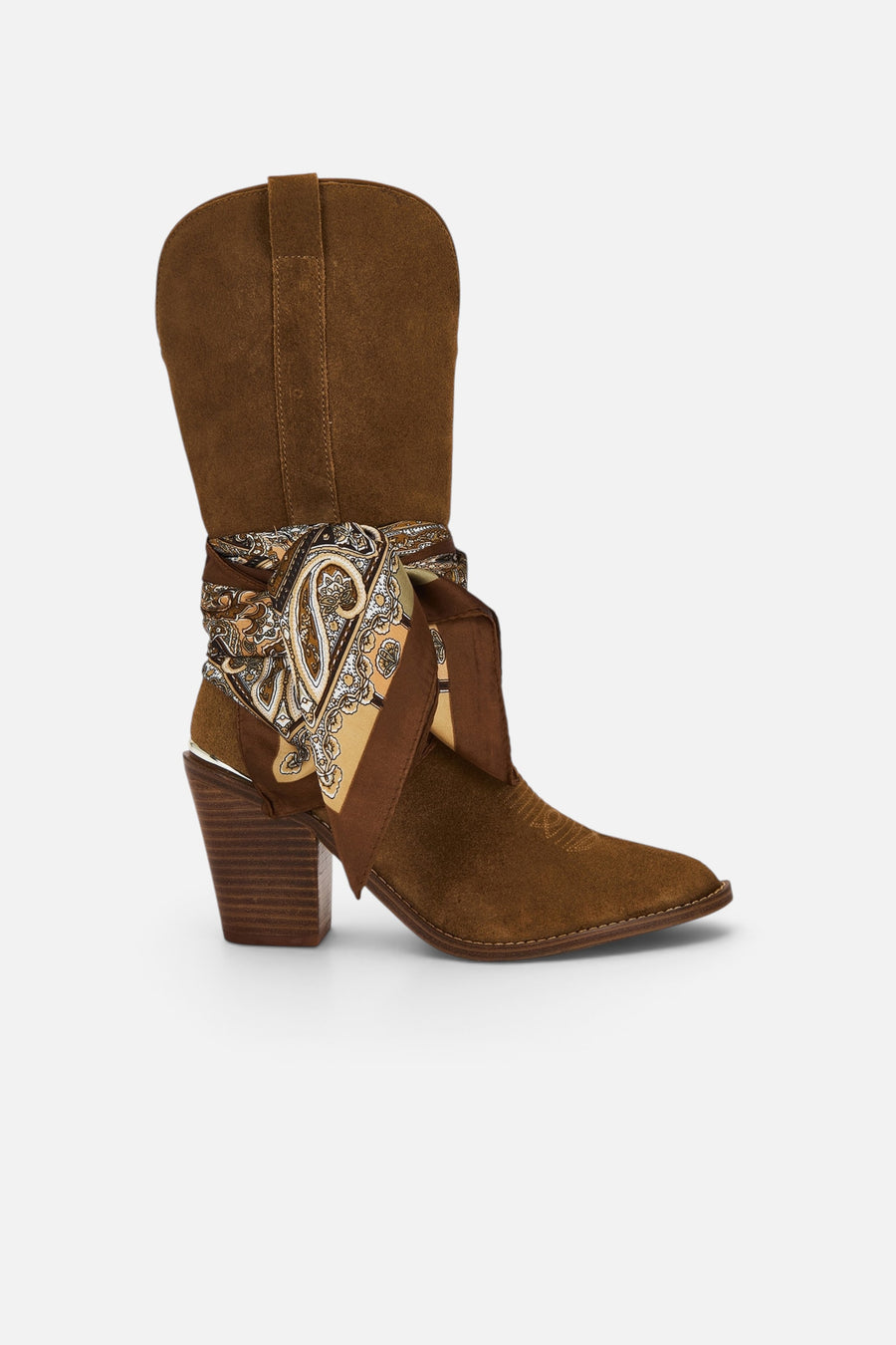 Steve Madden Sally Scarf Boot in Chestnut – three-quarter view