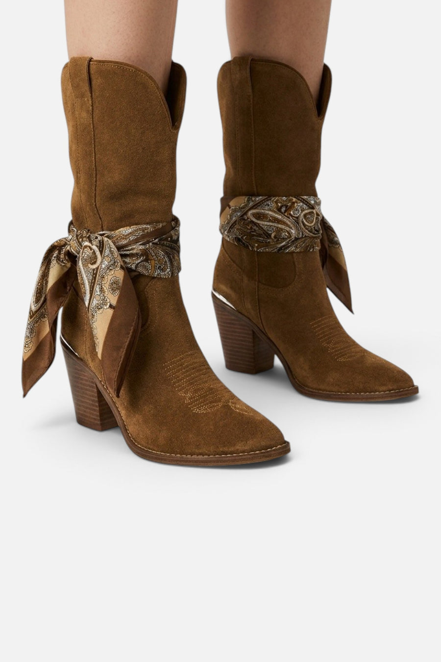 Steve Madden Sally Scarf Boot in Chestnut – on model