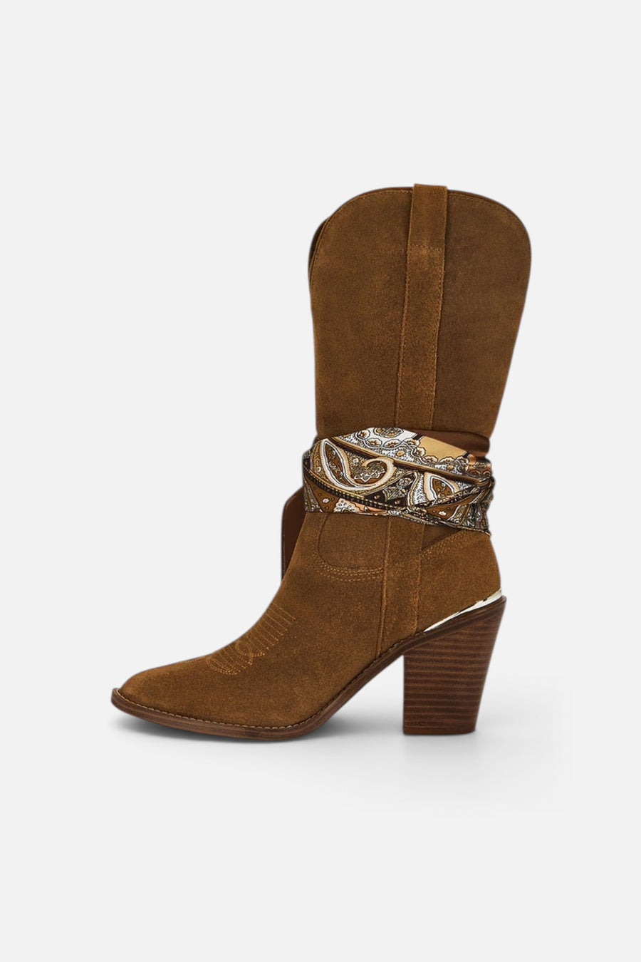 Steve Madden Sally Scarf Boot in Chestnut – side view