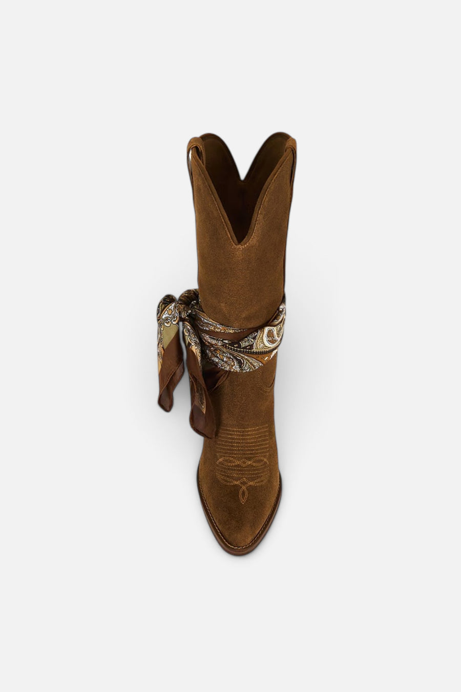 Steve Madden Sally Scarf Boot in Chestnut – top view