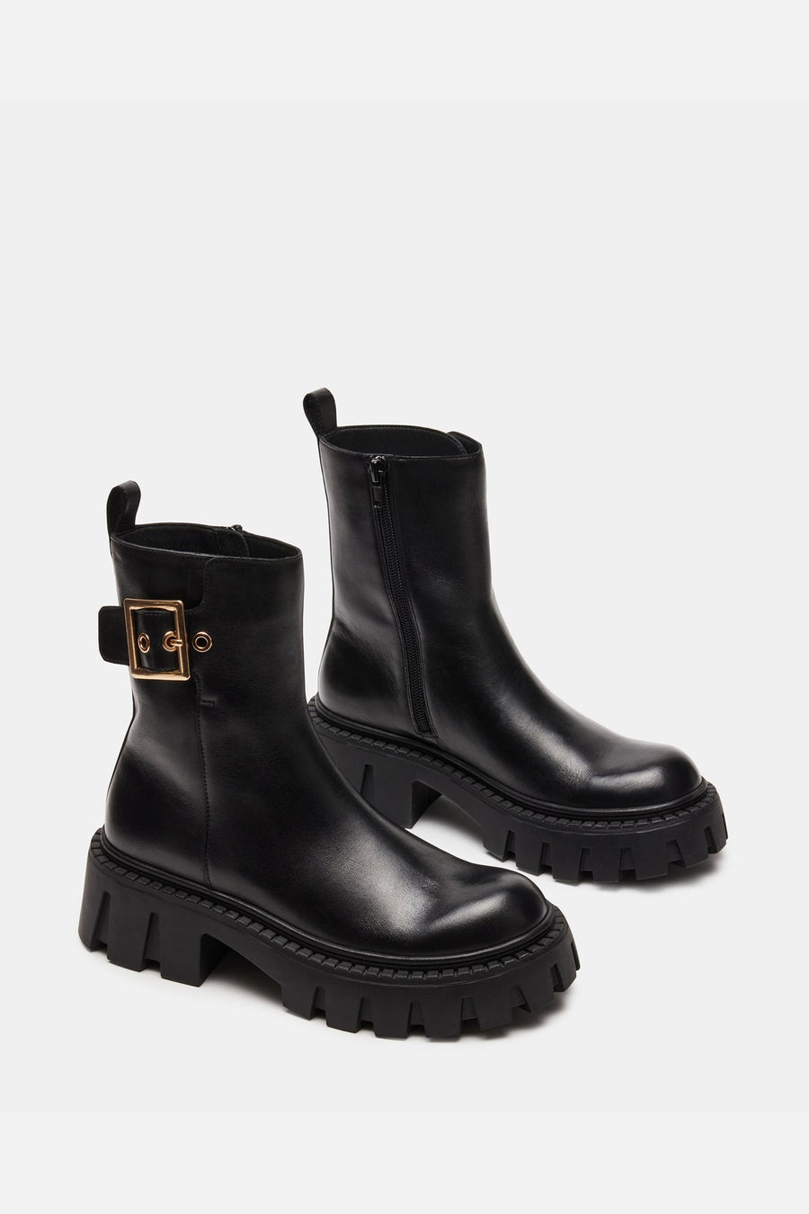 Steve Madden Samera Booties in Black Leather – side view
