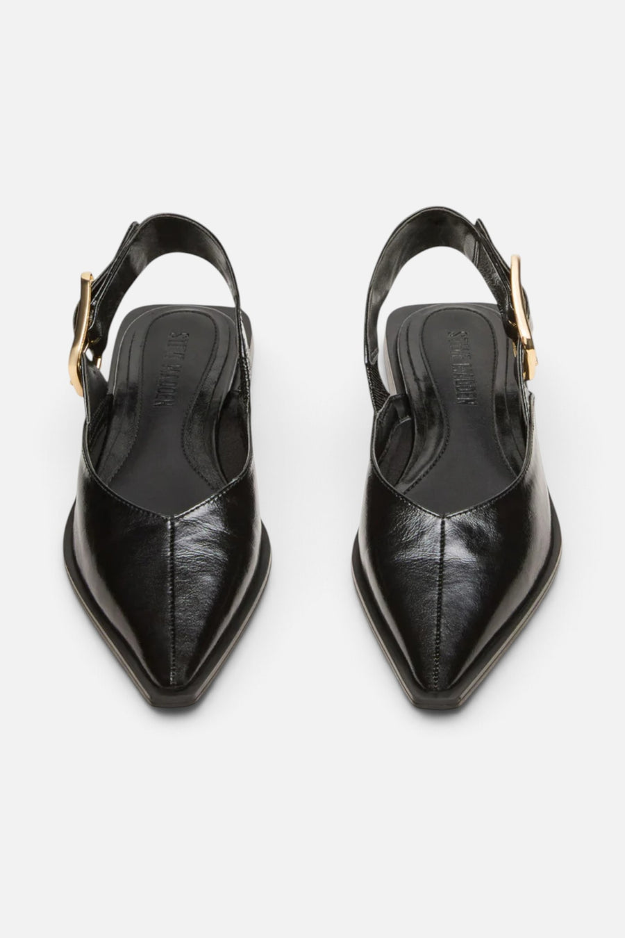 Steve Madden Shay Flat in Black Leather – top view
