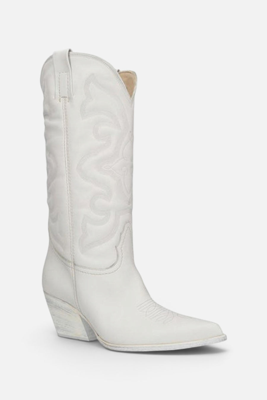 Steve Madden West Boots In White Leather – back view