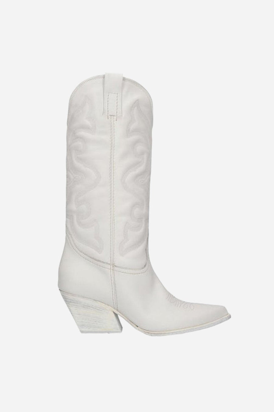 Steve Madden West Boots In White Leather – front view