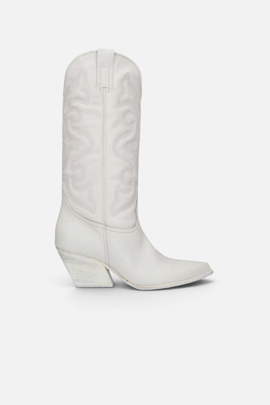 Steve Madden West Boots In White Leather – side view