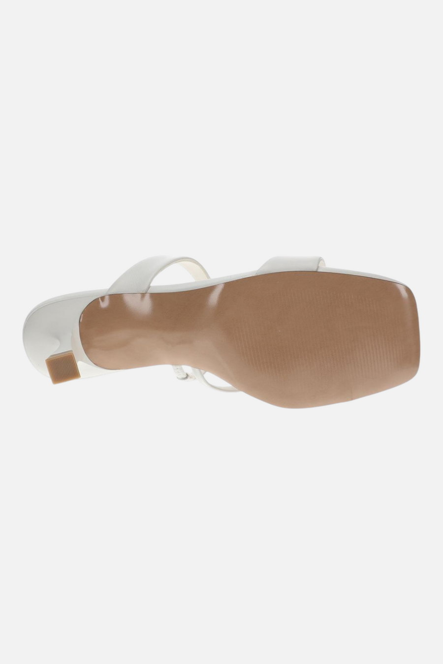 Steve Madden Women's Ajay Sandal in White Leather – flat lay