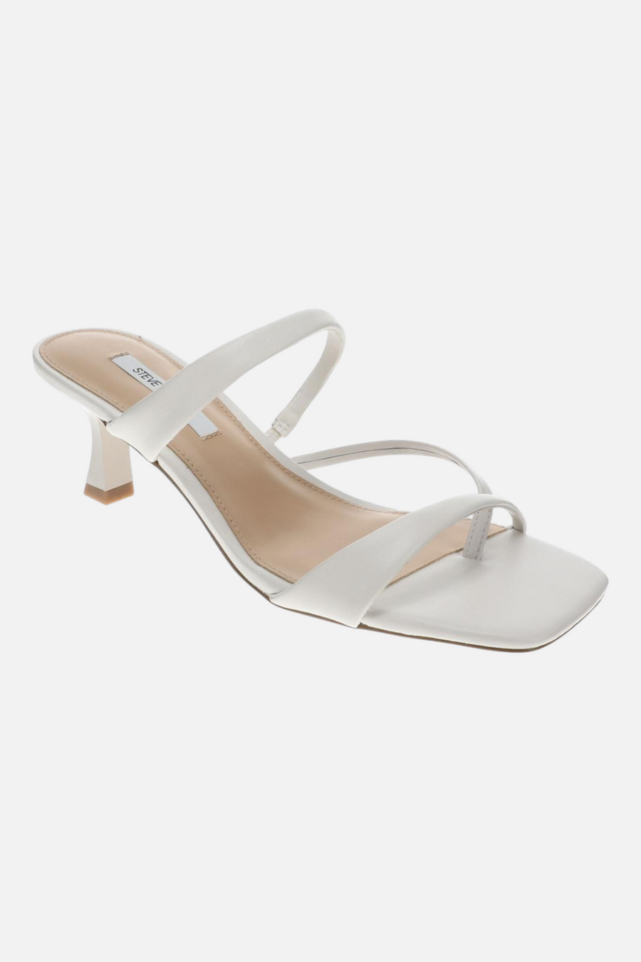 Steve Madden Women's Ajay Sandal in White Leather – front view