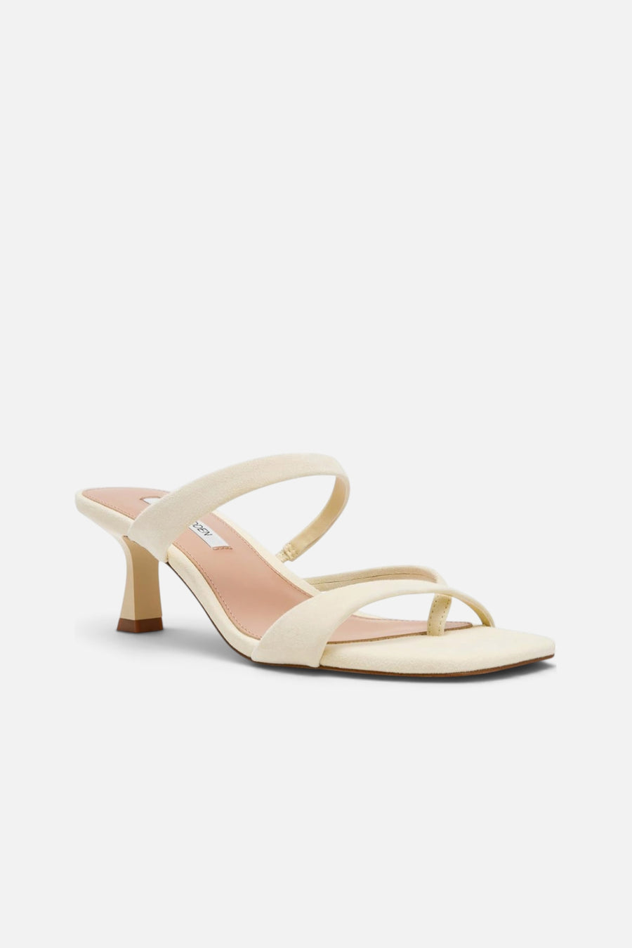 Steve Madden Women's Ajay Sandal in Yellow Suede – three-quarter view