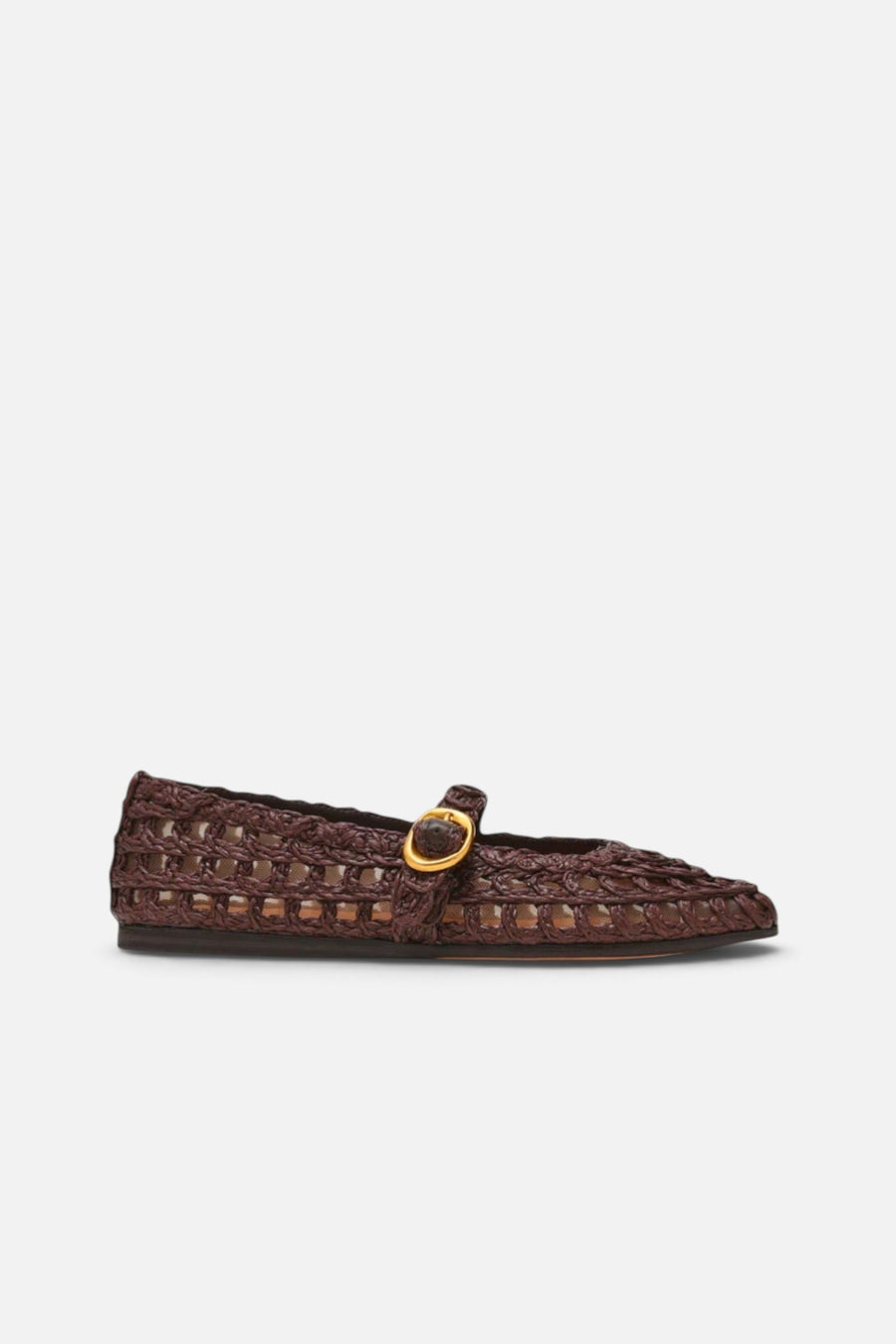 Steve Madden Women's Melody Brown Raffia Mary Jane Woven Buckle Flat – side view