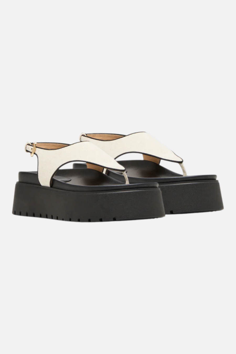 Steve Madden Women's Tabor Natural Linen Thong Footbed Platform – back view