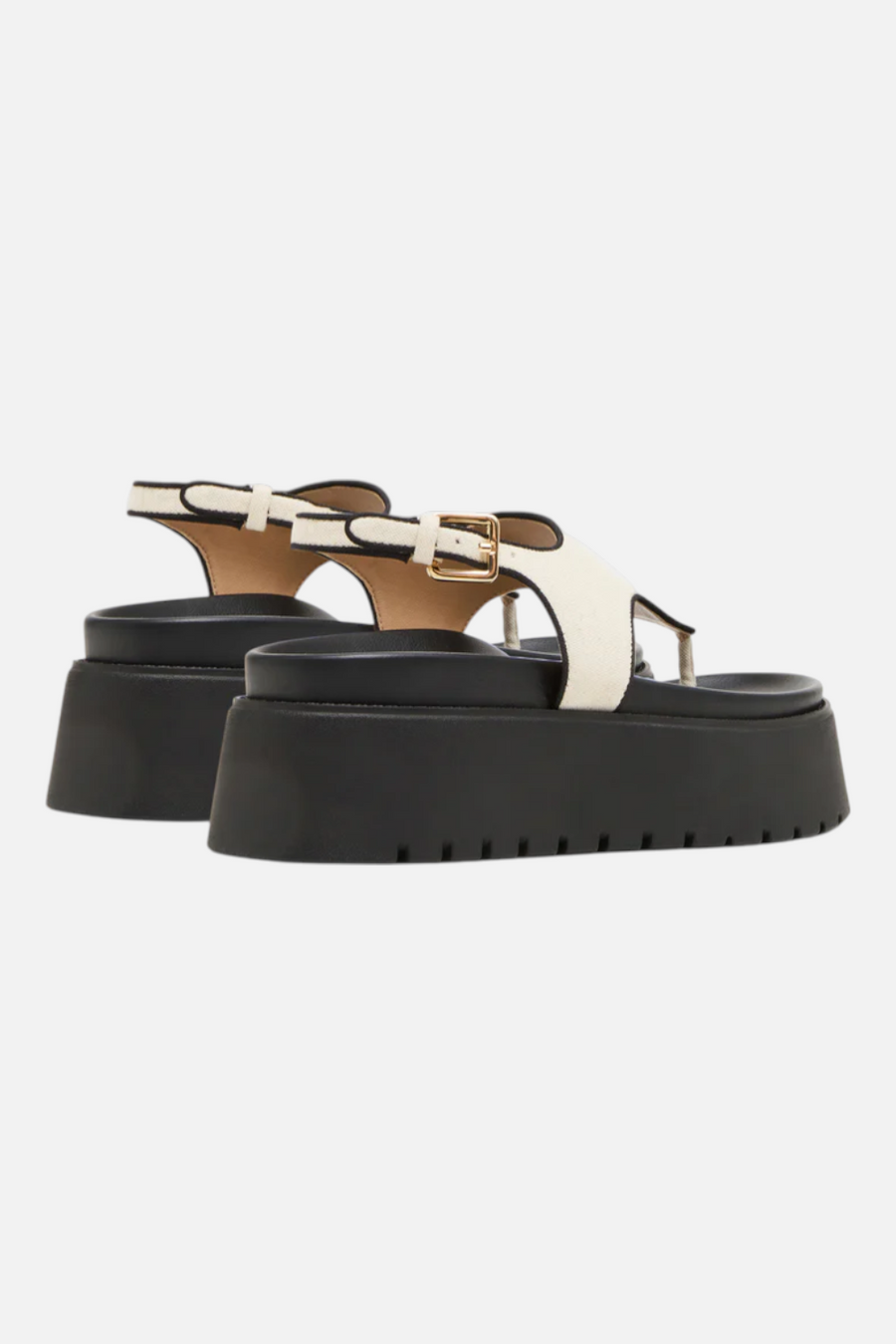 Steve Madden Women's Tabor Natural Linen Thong Footbed Platform – flat lay