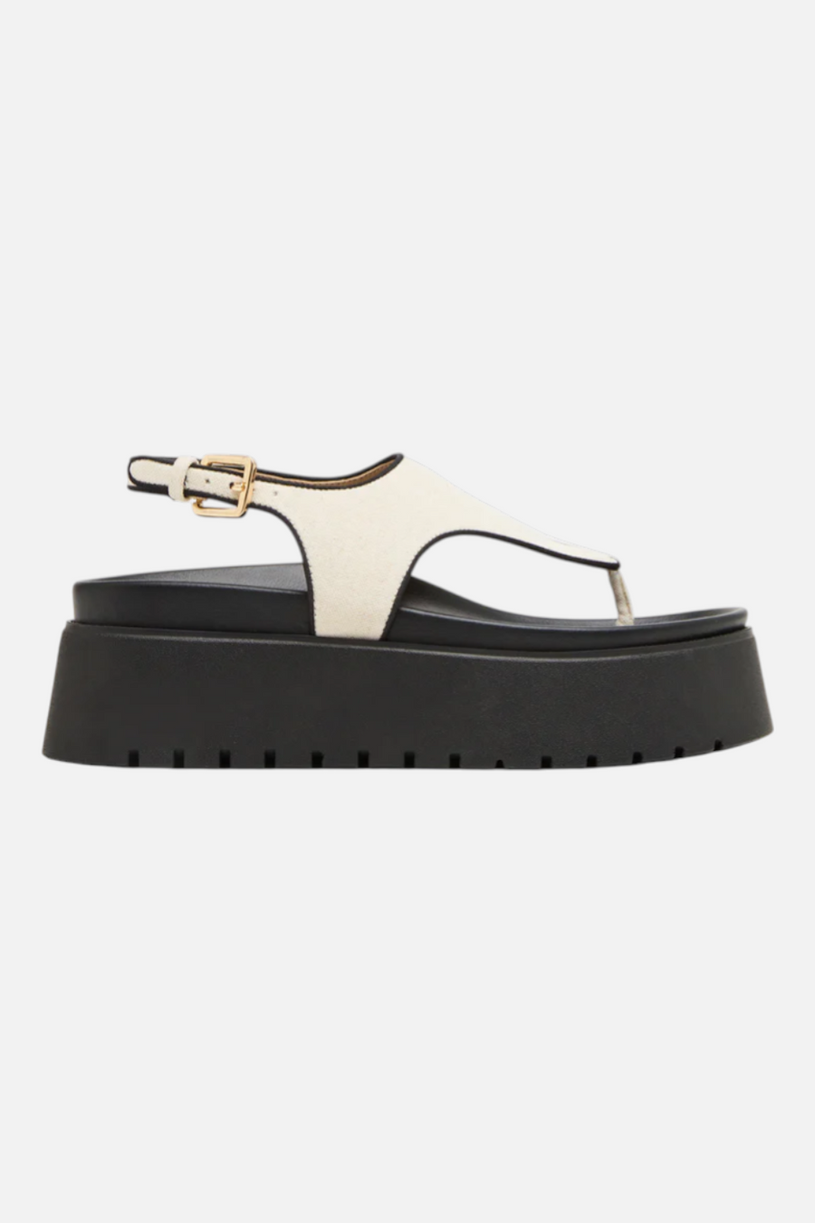 Steve Madden Women's Tabor Natural Linen Thong Footbed Platform – front view