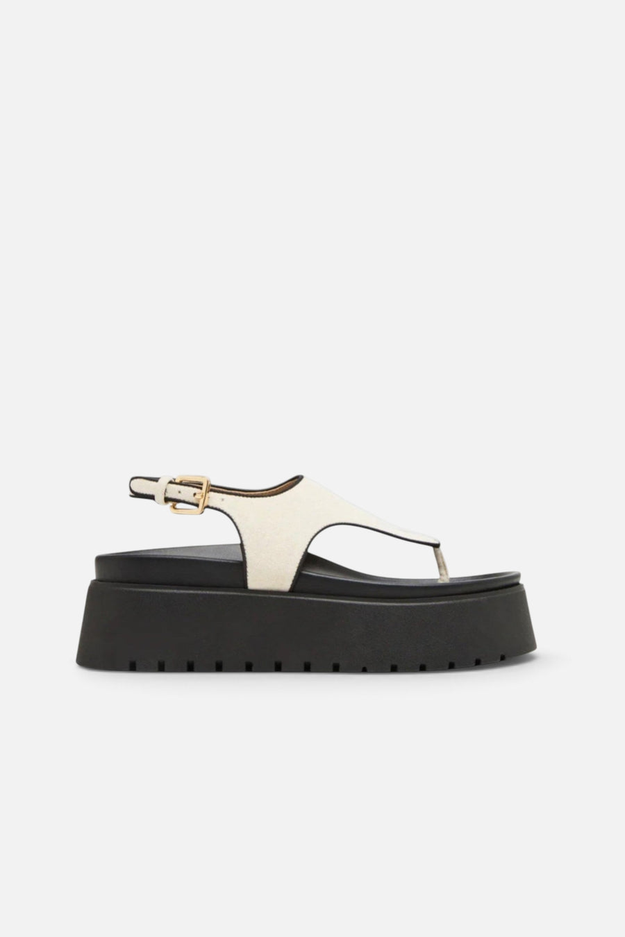 Steve Madden Women's Tabor Natural Linen Thong Footbed Platform – side view