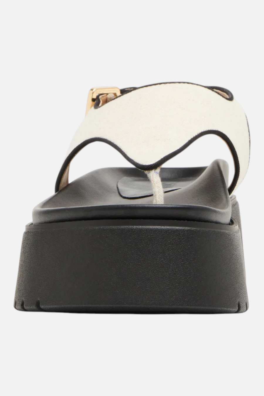 Steve Madden Women's Tabor Natural Linen Thong Footbed Platform – side view