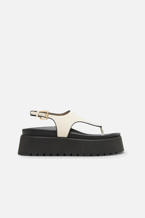 Steve Madden Women's Tabor Natural Linen Thong Footbed Platform