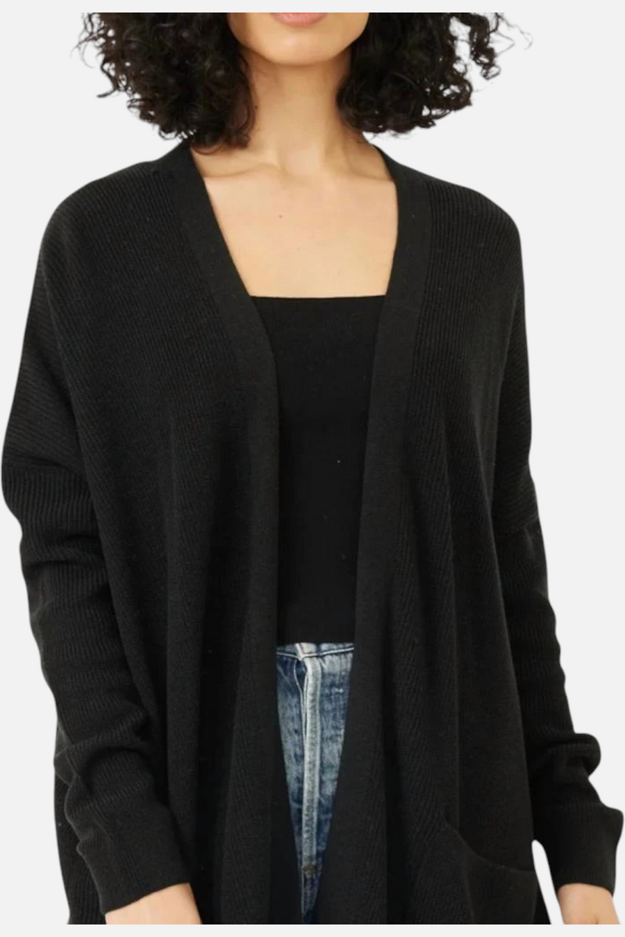 Stiches + Stripes Cooper Cardigan in Black – back view
