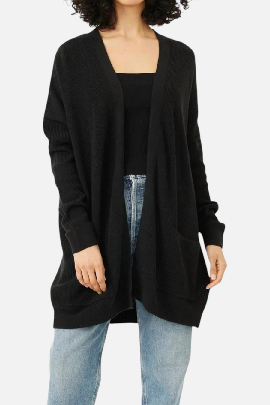 Stiches + Stripes Cooper Cardigan in Black – front view