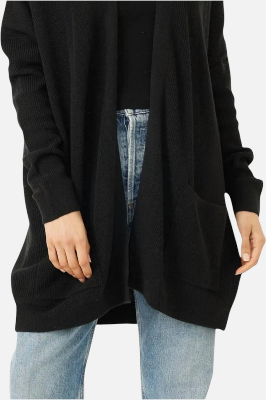 Stiches + Stripes Cooper Cardigan in Black – side view