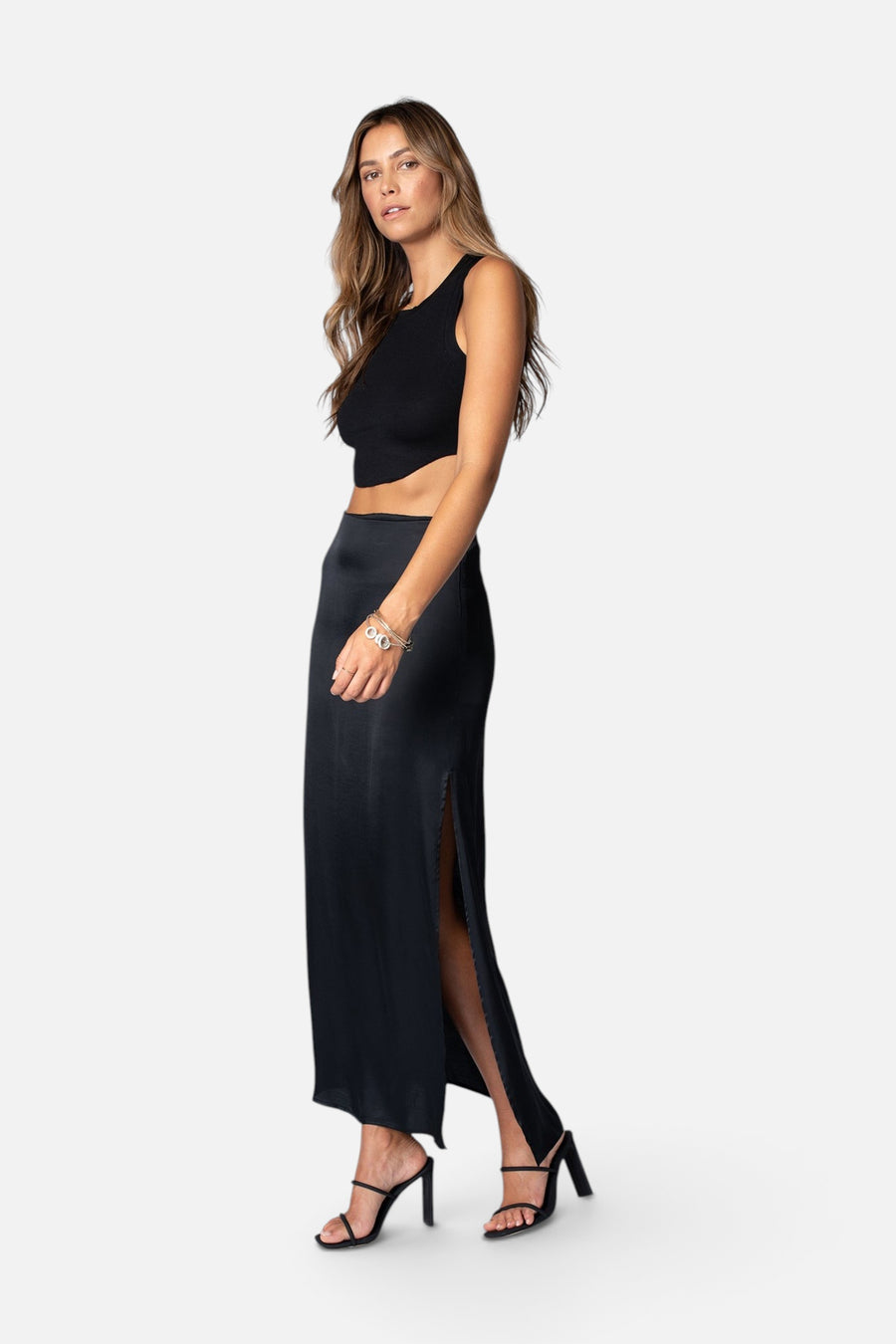 Stillwater Dani Maxi Skirt in Black – flat lay