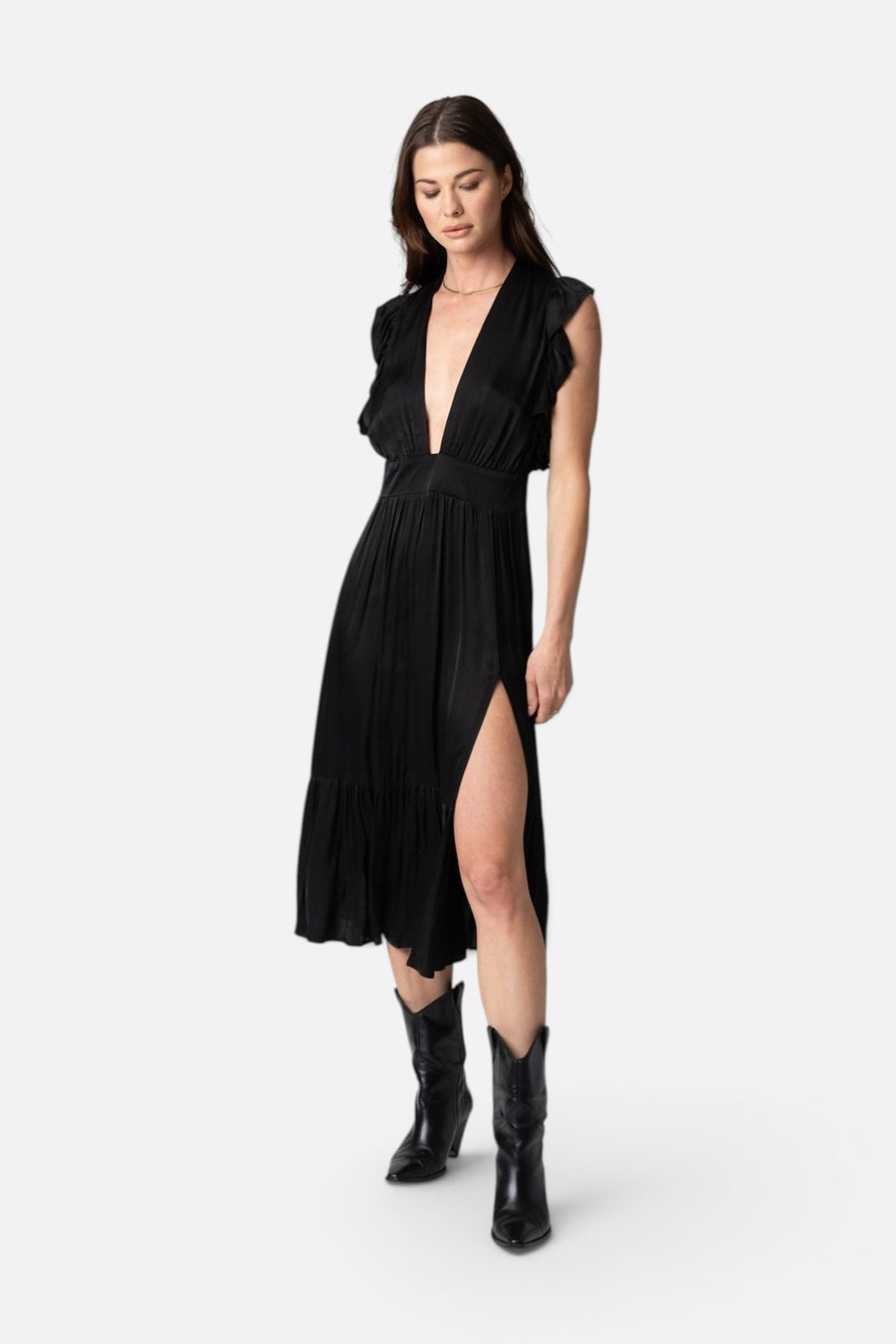 Stillwater Jessie Midi Dress in Black – back view