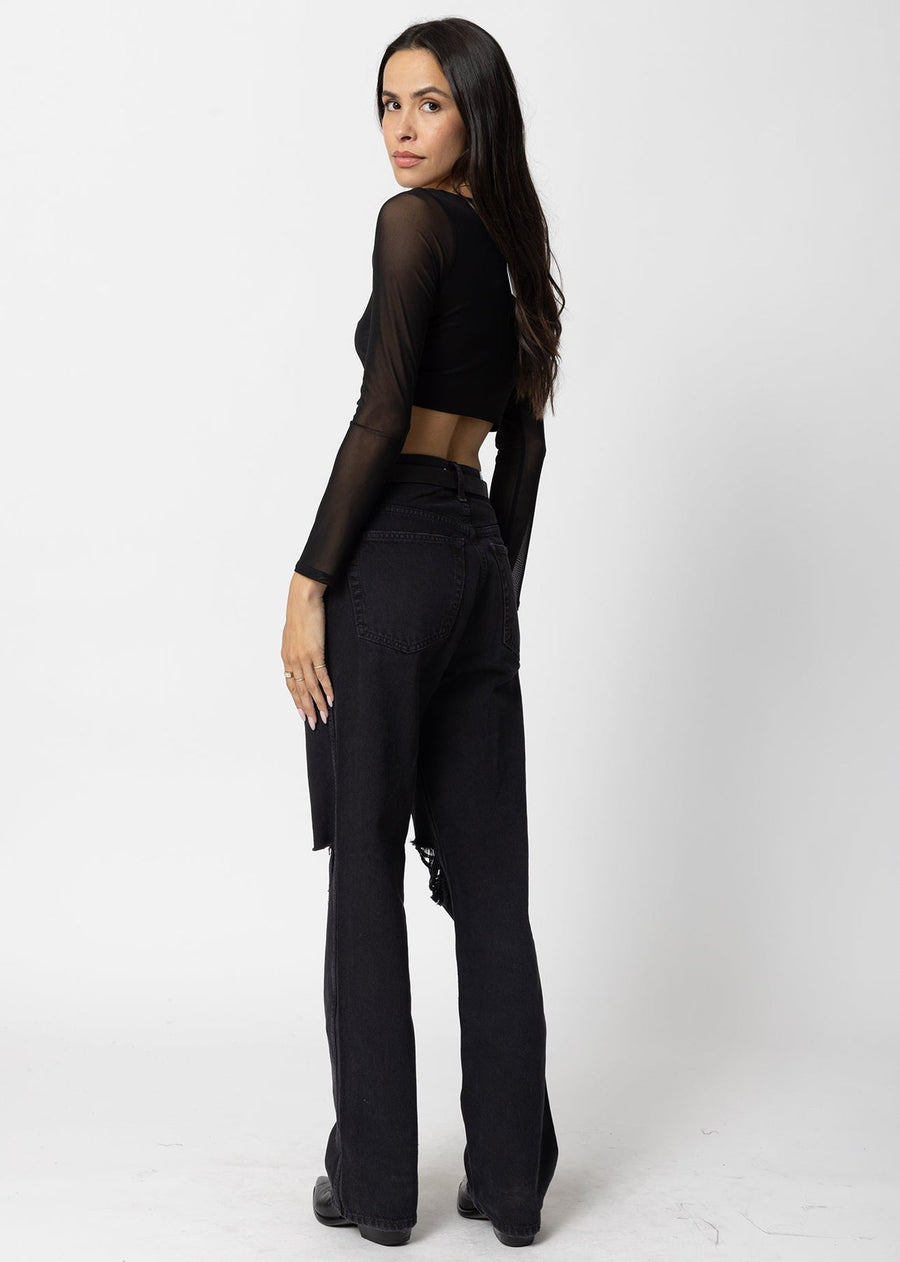 Stillwater Mesh Ventanas Top in Black – side view