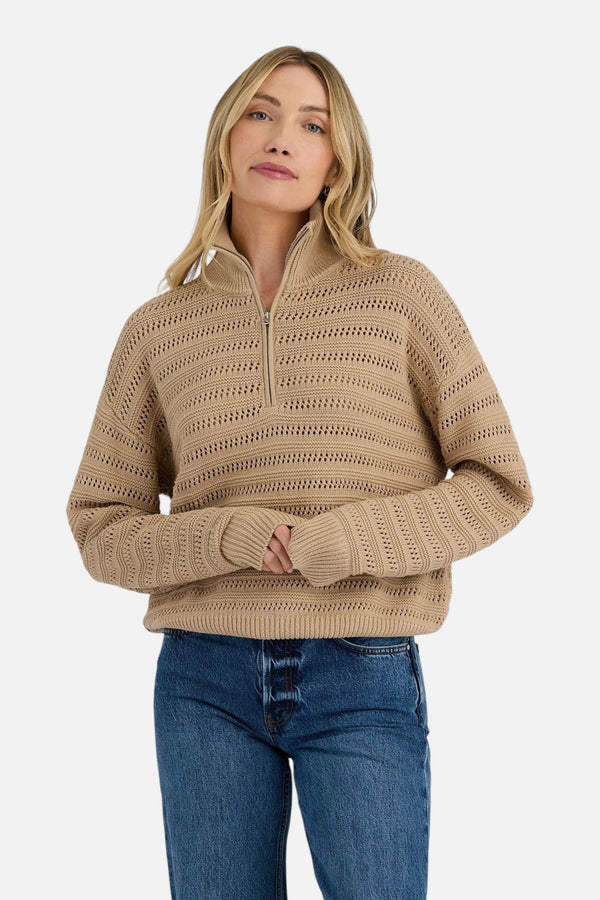 Stitches + Stripes Everly Half Zip Sweater in Dune