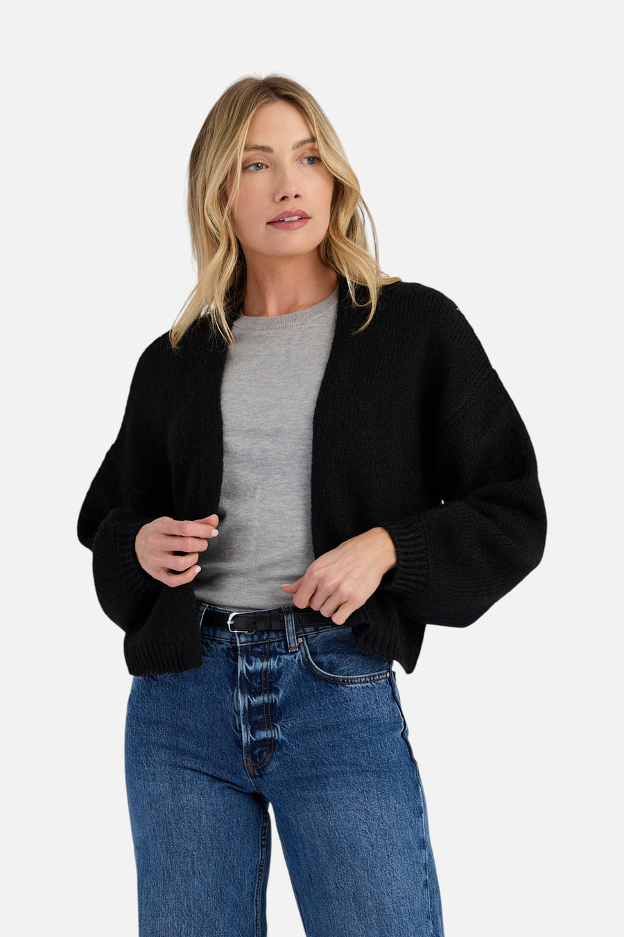 Stitches + Stripes Giada Cardigan in Black – front view