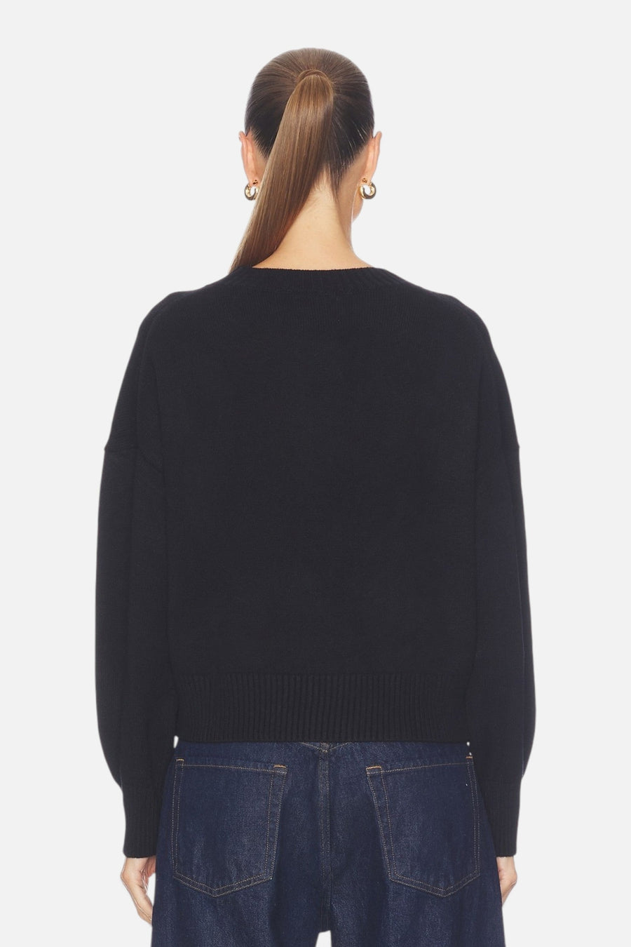 Stitches + Stripes Lexi Pullover in Black – back view