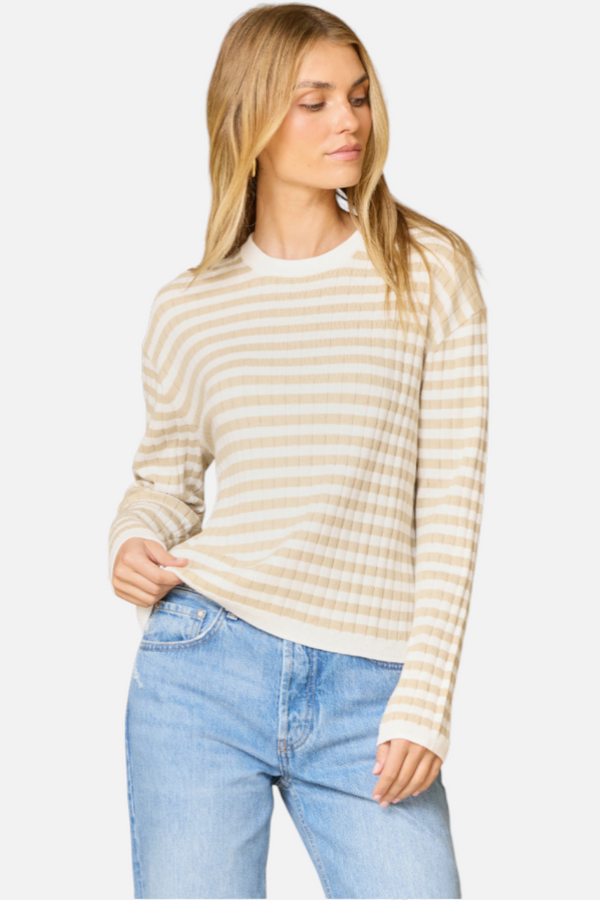 Stitches + Stripes Libby Pullover in Chalk Combo