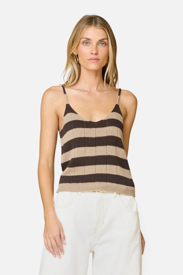 Stitches + Stripes Mercedes Tank in Machiatto Combo