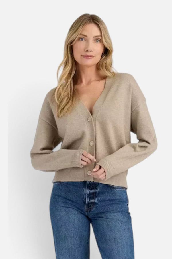 Stitches + Stripes Olive Cardigan in Oat