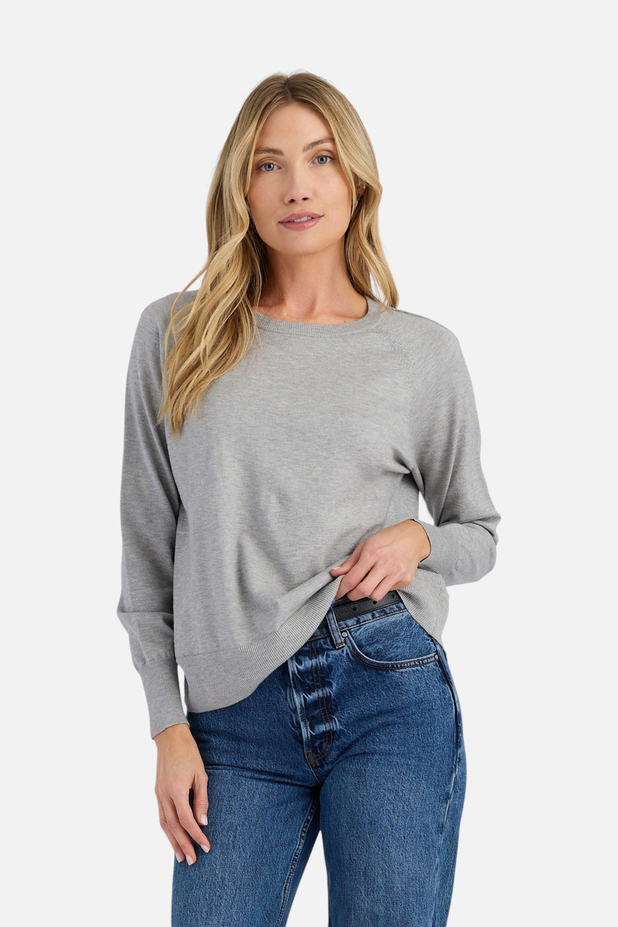 Stitches + Stripes Otis Crewneck Sweater in Heather Grey – front view