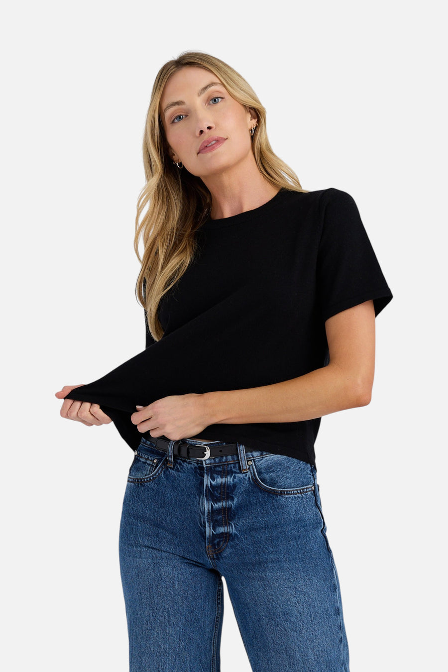 Stitches + Stripes Otis Tee in Black – front view