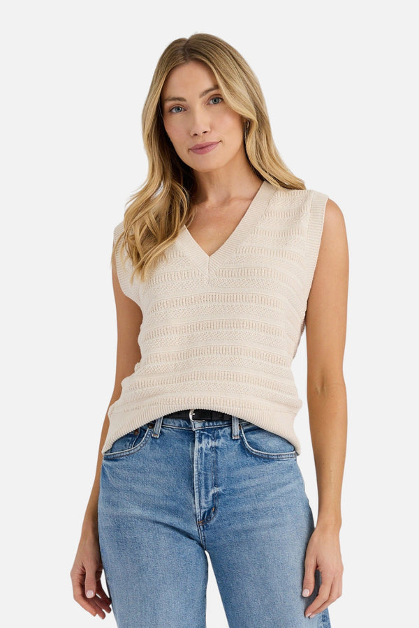 Stitches + Stripes Shea Vest in Cream
