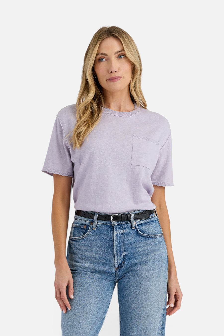 Stitches + Stripes Terra Tee in Lilac – front view