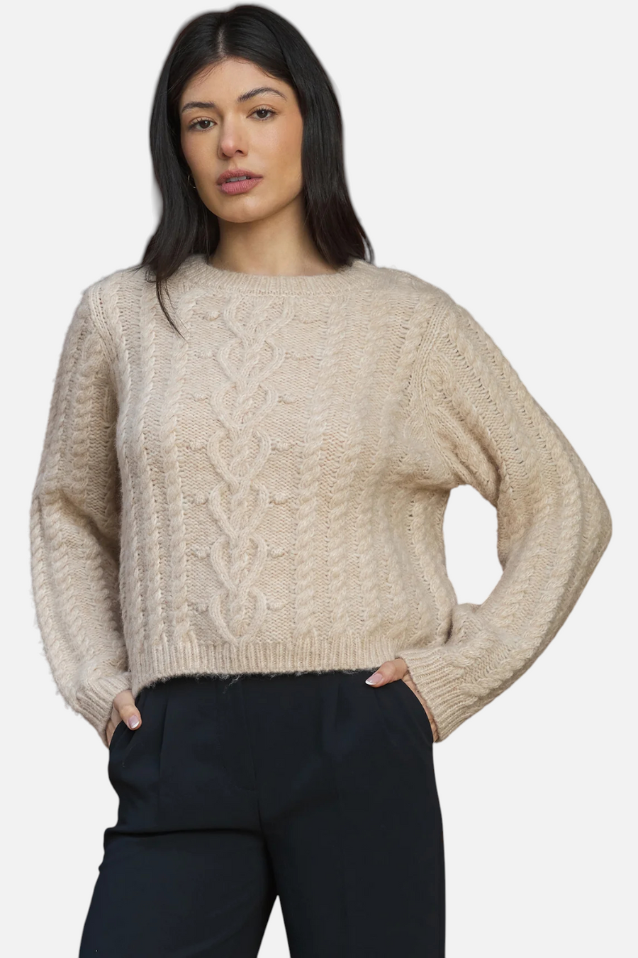 Stitches + Stripes Women's Mchale Pullover in Oat – front view