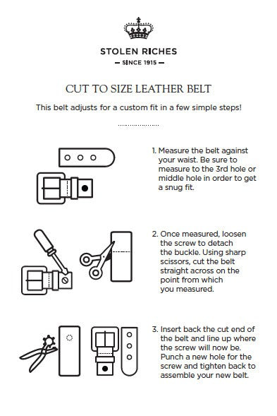 Stolen Riches Black Leather Dress Belt Chicago Screw, Set of 4 Color Interchangeable Keepers – side view