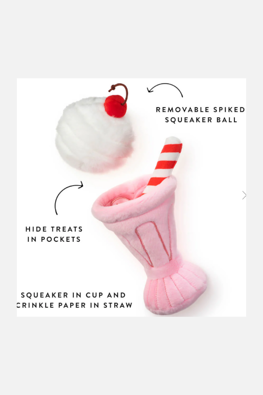 Foggy Dog Strawberry Milkshake Snuffle Toy – back view