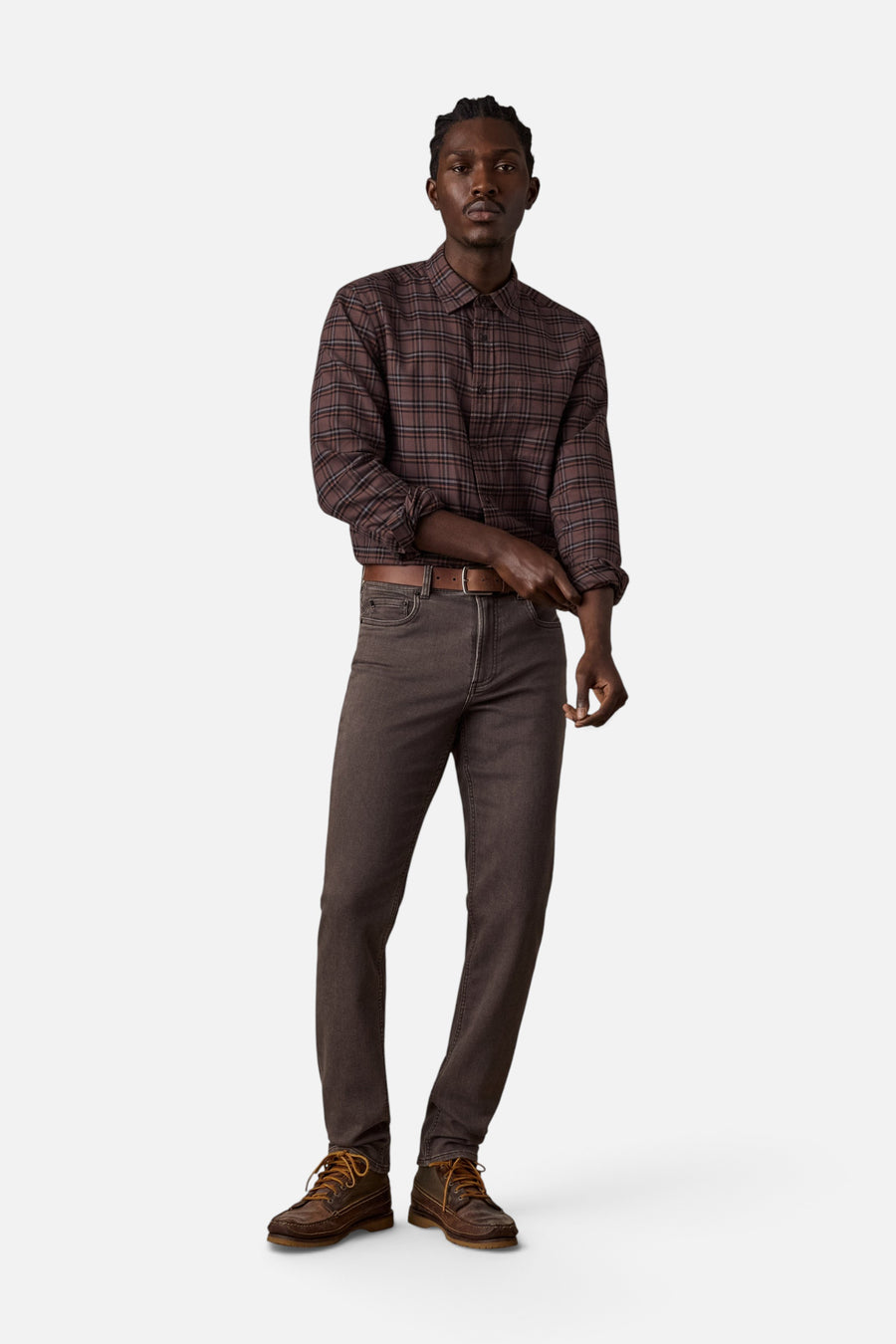 Stretch Terry 5-Pocket Pant in Coast Brown – detail