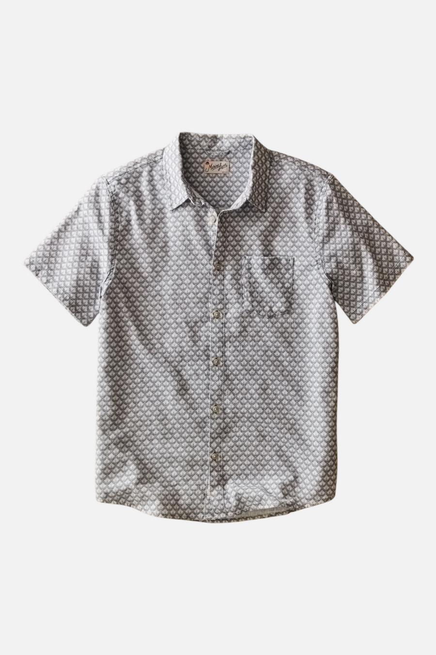 Marine Layer Men's Stretch Selvage Short Sleeve Shirt in Light Blue Agave Print