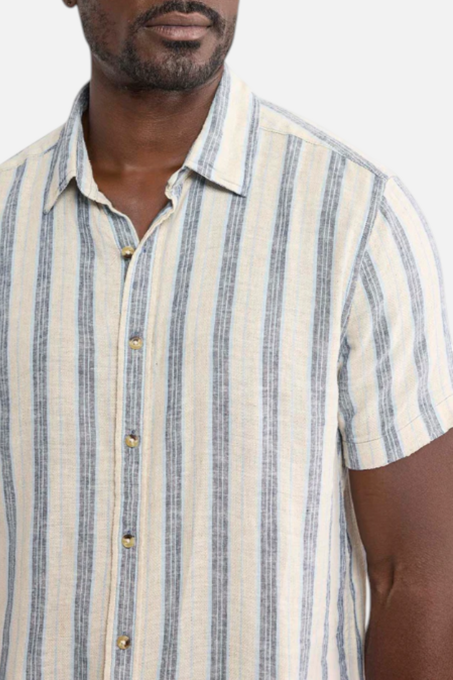 Fair Harbor Oasis Textured Shirt in Sea Blue Stripe