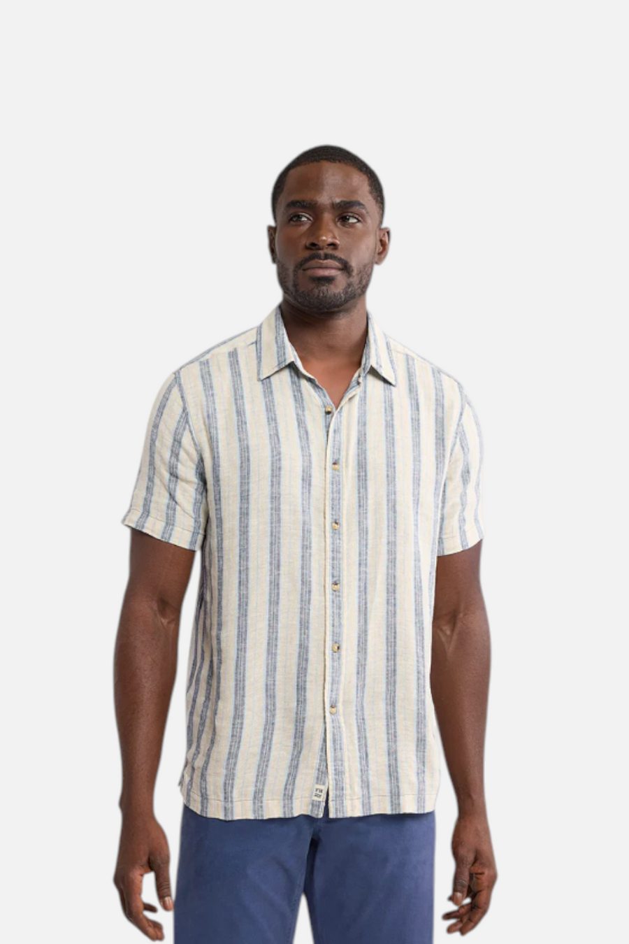 Fair Harbor Oasis Textured Shirt in Sea Blue Stripe