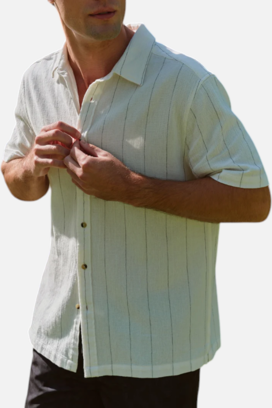 Fair Harbor Oasis Textured Shirt in Shell Stripes