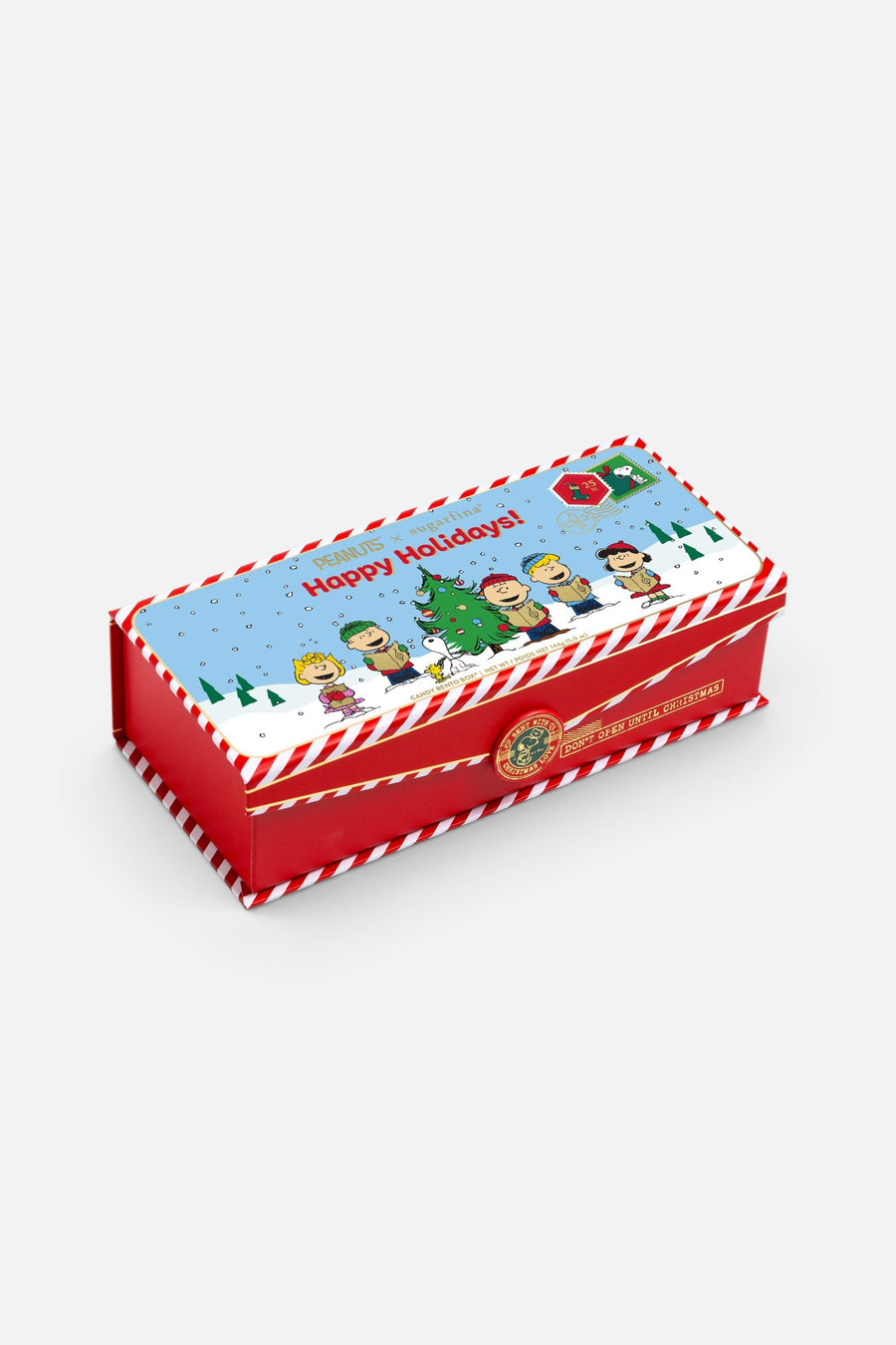 Sugarfina Peanuts Happy Holidays 3 Piece Candy Bento Box – side view
