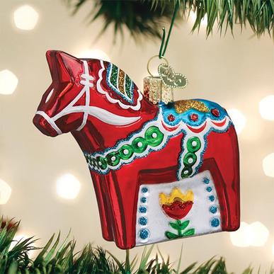 Swedish Dala Horse Ornament – side view