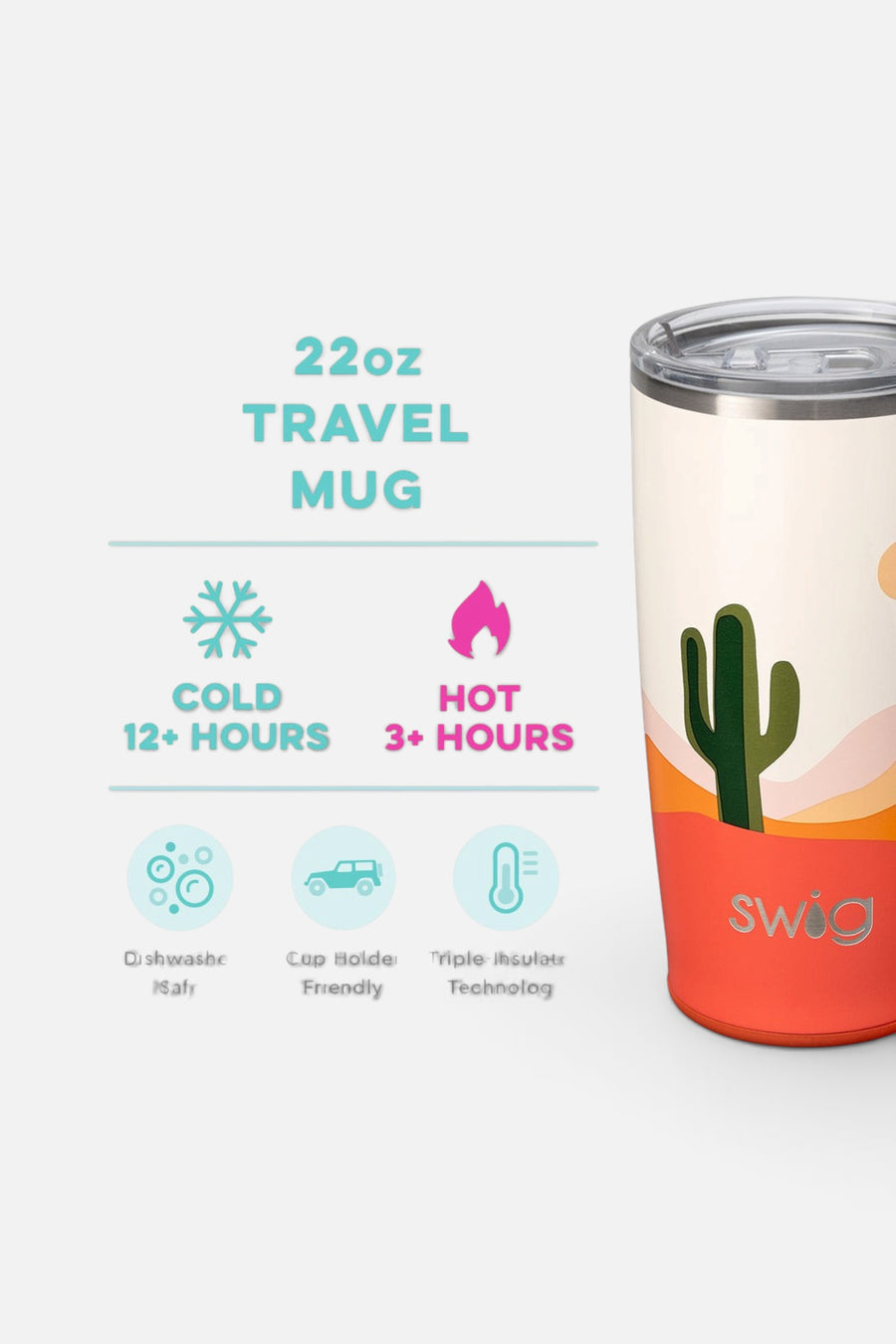Swig Boho Desert Travel Mug, 22 Oz – back view
